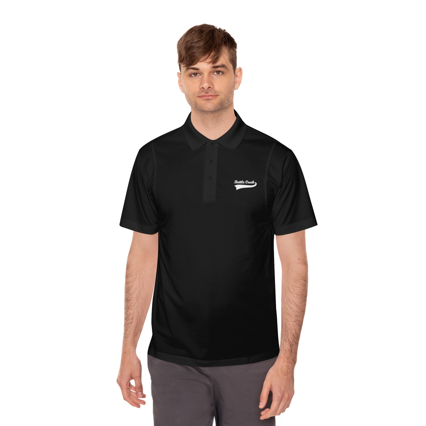 BC - White Logo - Men's Sport Polo Shirt