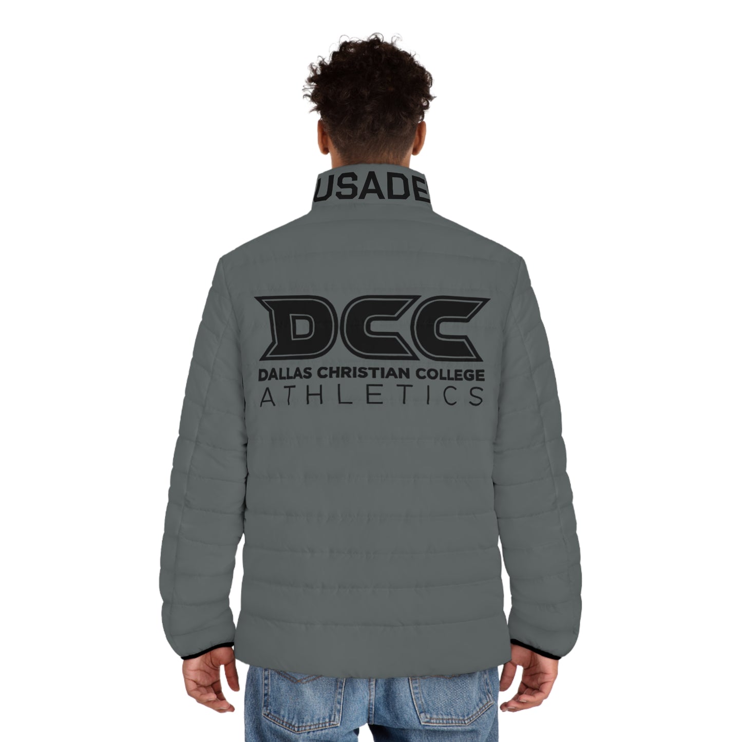 DCC - Black Logo - Men's Puffer Jacket (AOP)