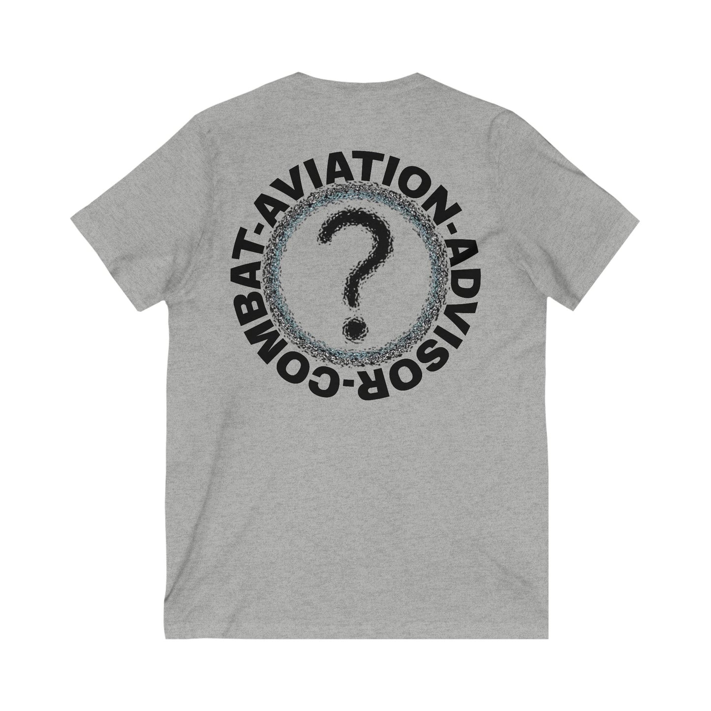 CAA Question Mark with Blue Tent - Unisex Jersey Short Sleeve V-Neck Tee