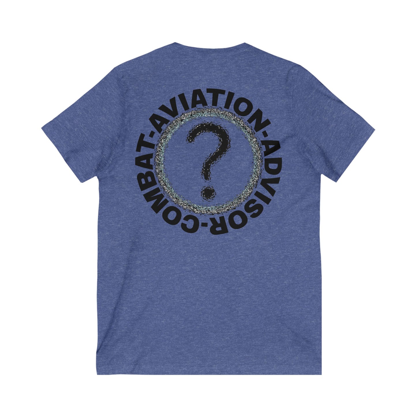 CAA Question Mark with Blue Tent - Unisex Jersey Short Sleeve V-Neck Tee