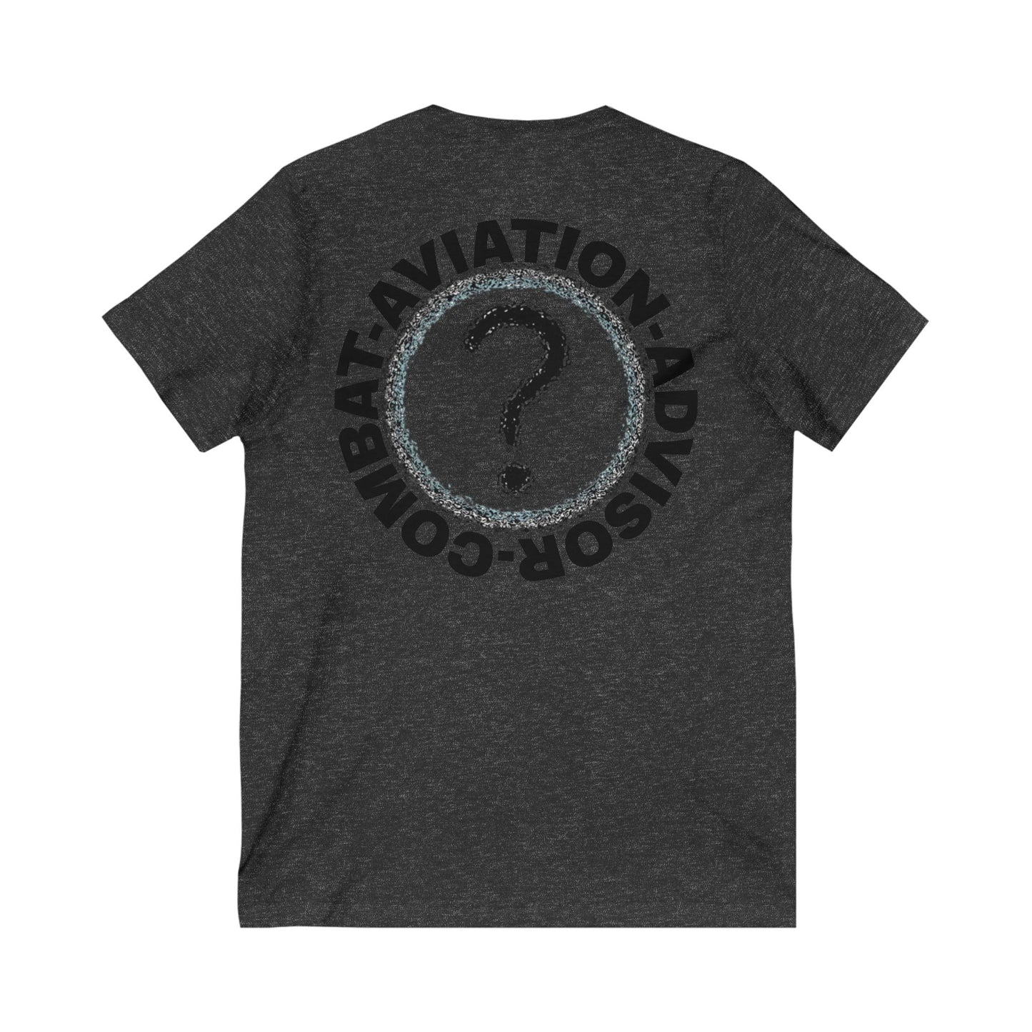 CAA Question Mark with Blue Tent - Unisex Jersey Short Sleeve V-Neck Tee