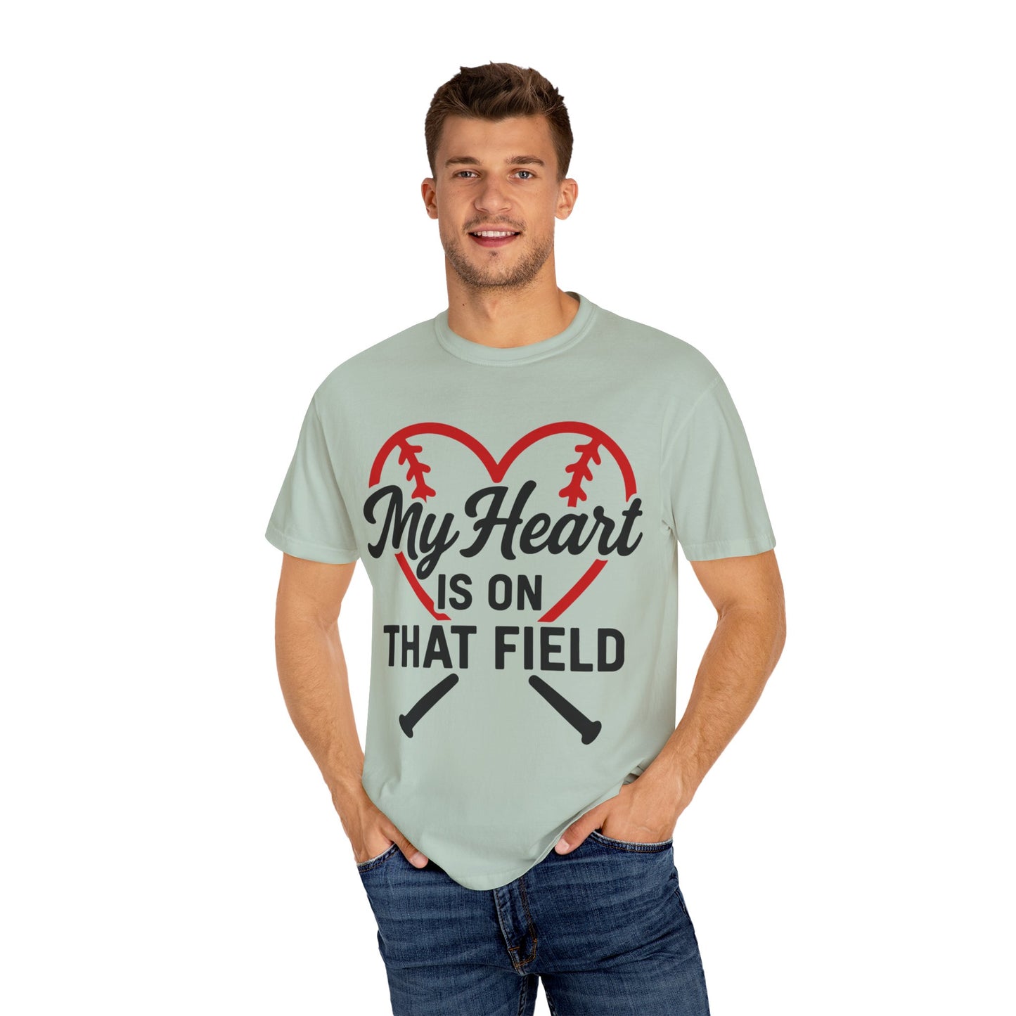 BC - My Heart Is On The Field - Unisex Garment-Dyed T-shirt
