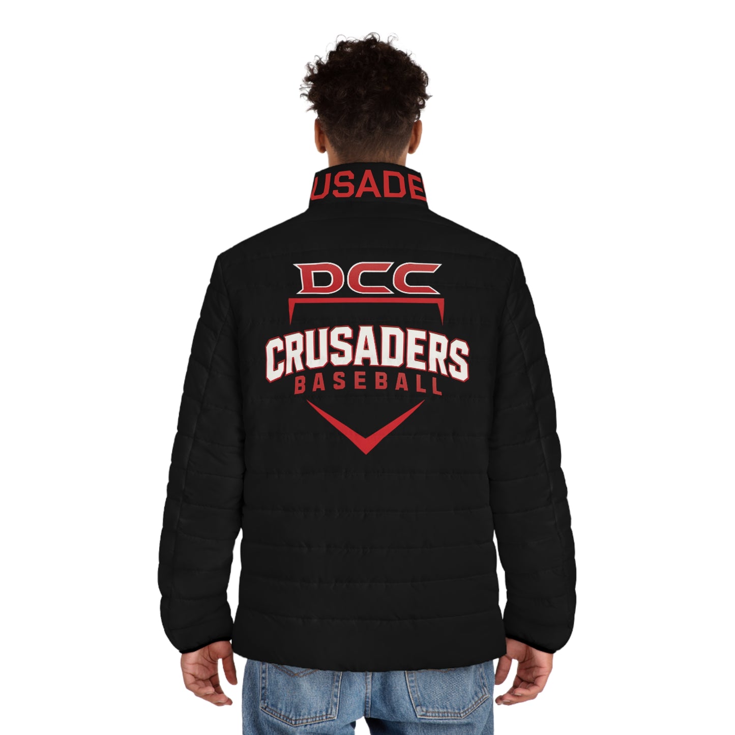 DCC - red Logo - Men's Puffer Jacket (AOP)