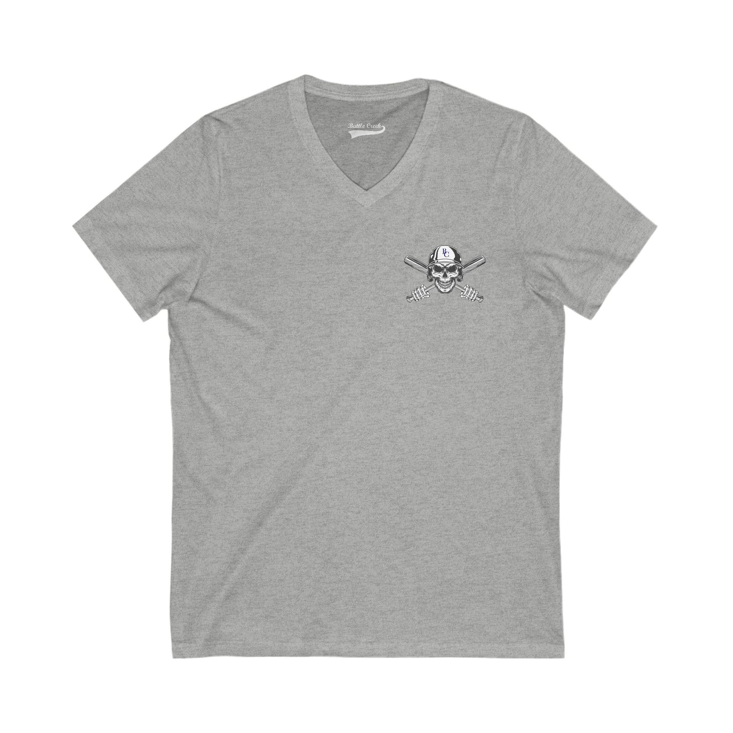 Battle Creek Skull-Helmet - Unisex Jersey Short Sleeve V-Neck Tee