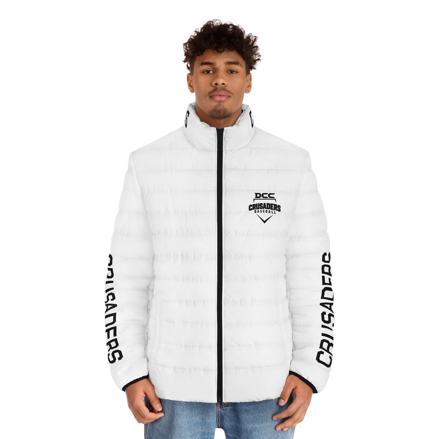 DCC Black Logo - Men's Puffer Jacket (AOP)