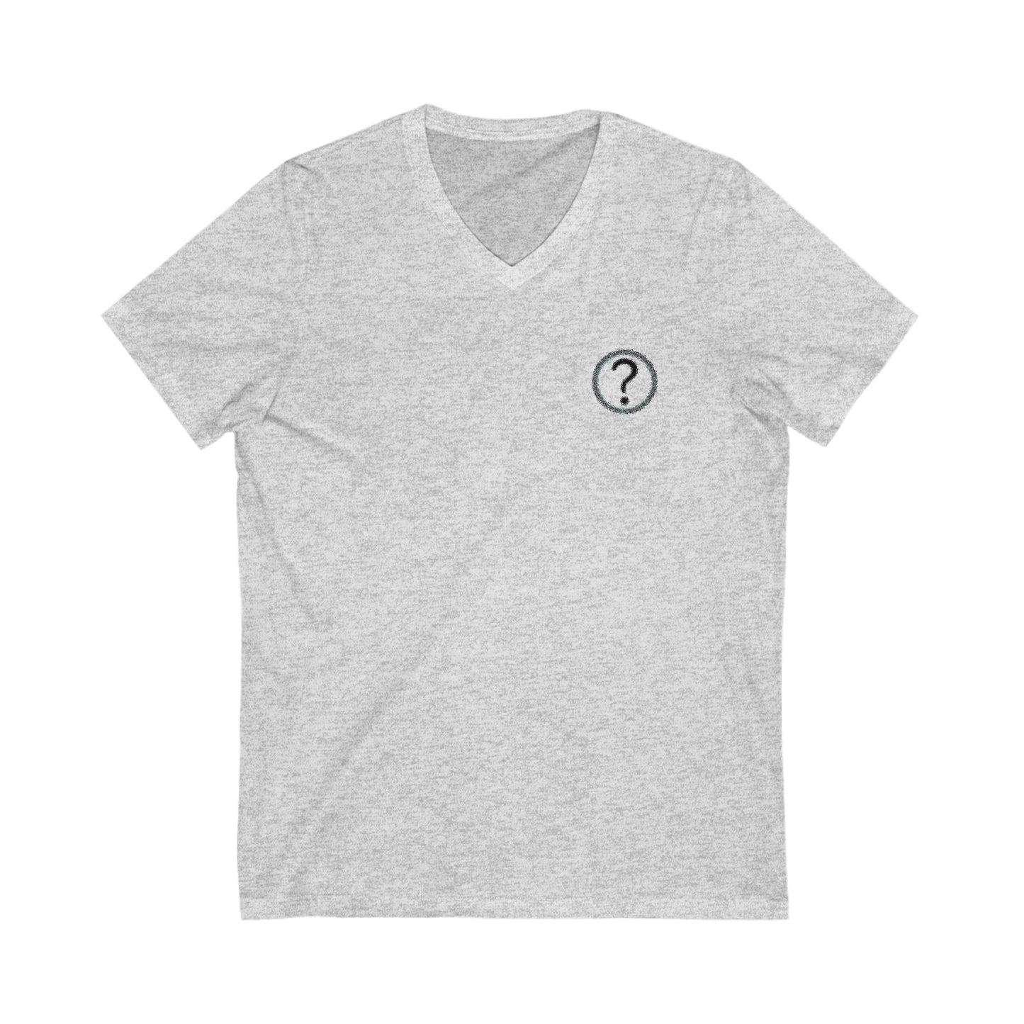 CAA Question Mark with Blue Tent - Unisex Jersey Short Sleeve V-Neck Tee