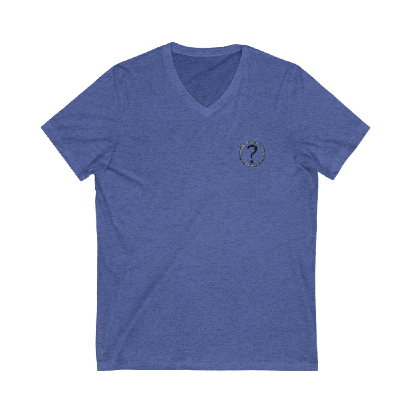 CAA Question Mark with Blue Tent - Unisex Jersey Short Sleeve V-Neck Tee
