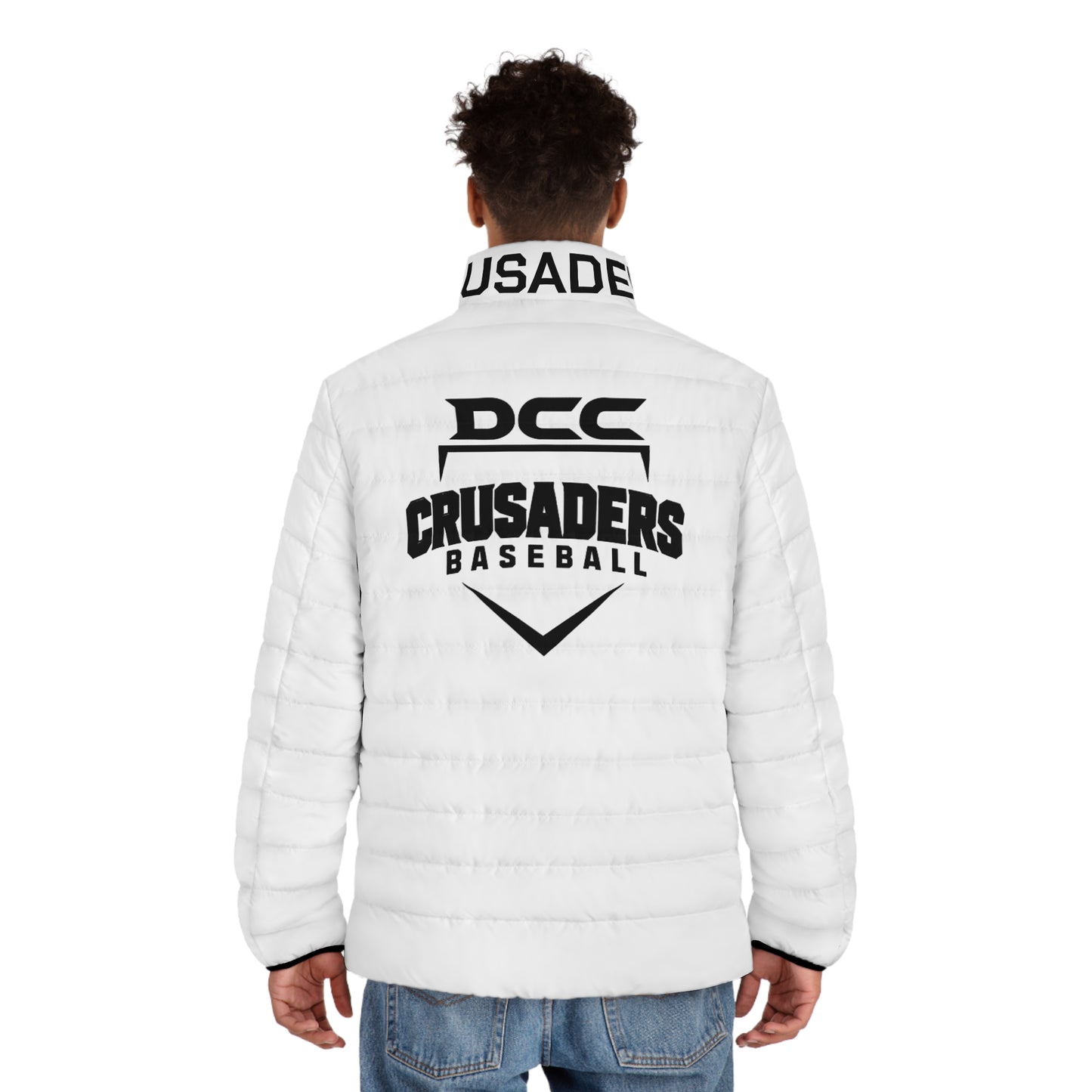 DCC Black Logo - Men's Puffer Jacket (AOP)