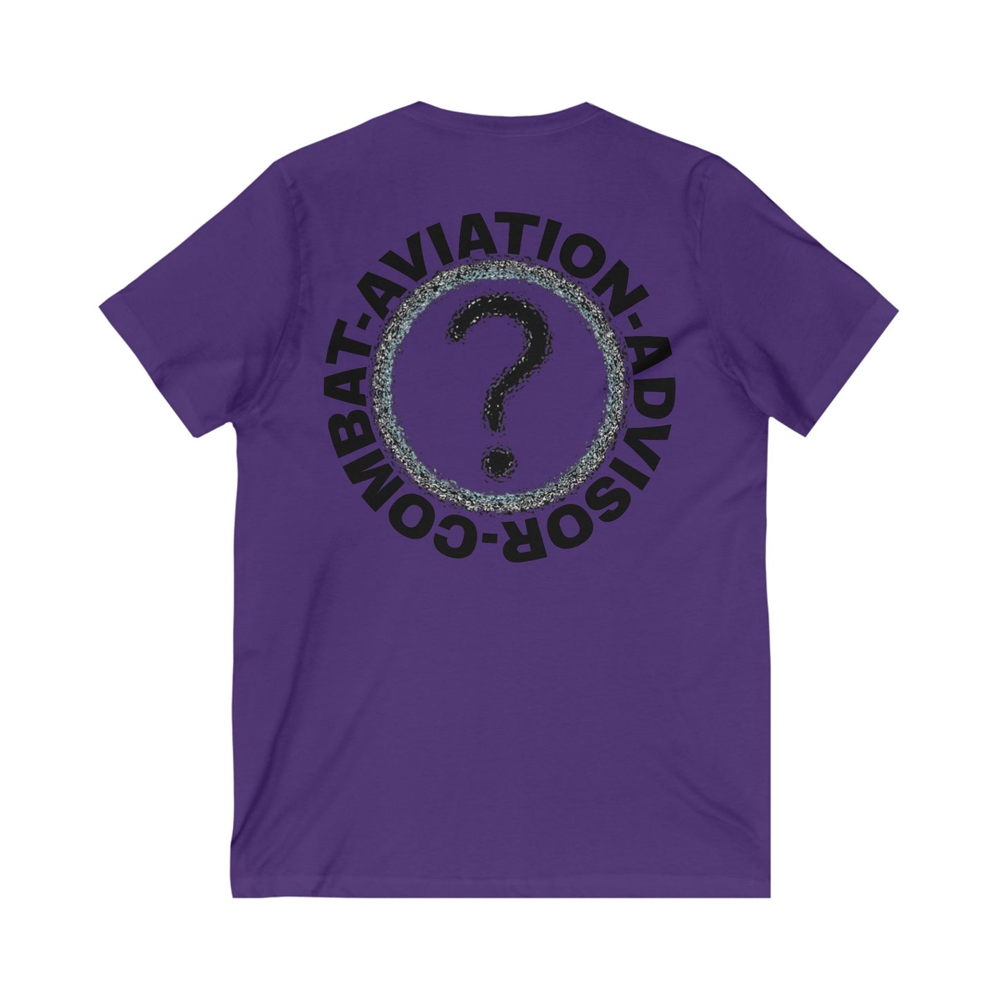 CAA Question Mark with Blue Tent - Unisex Jersey Short Sleeve V-Neck Tee