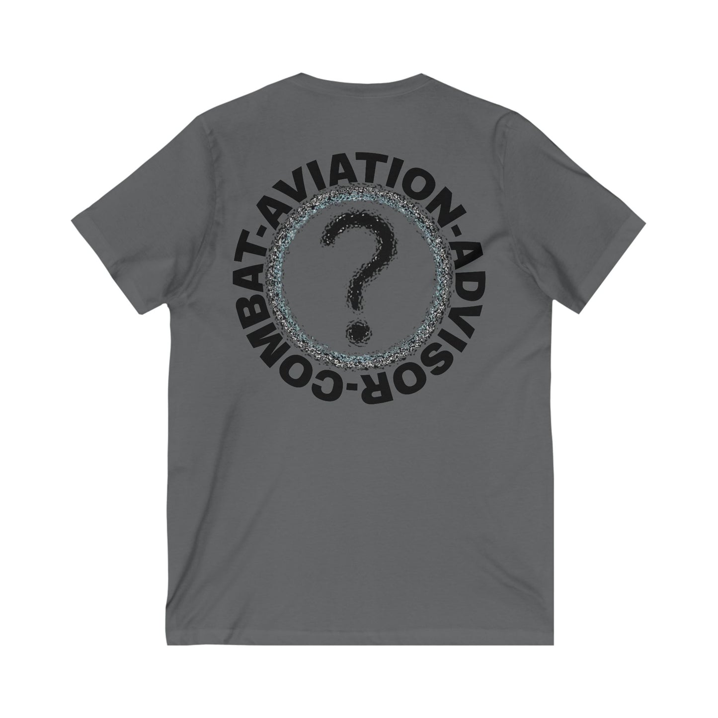 CAA Question Mark with Blue Tent - Unisex Jersey Short Sleeve V-Neck Tee