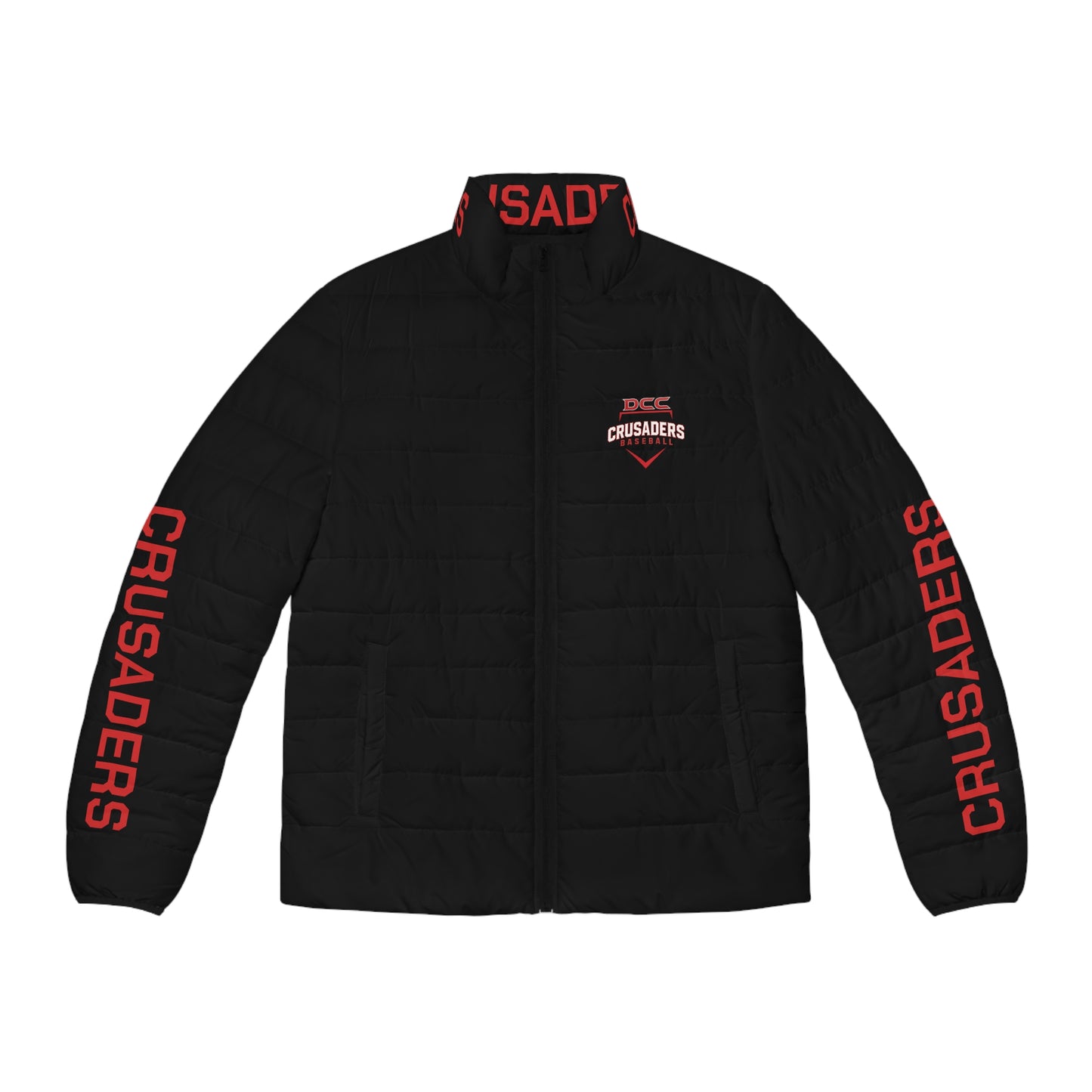 DCC - red Logo - Men's Puffer Jacket (AOP)