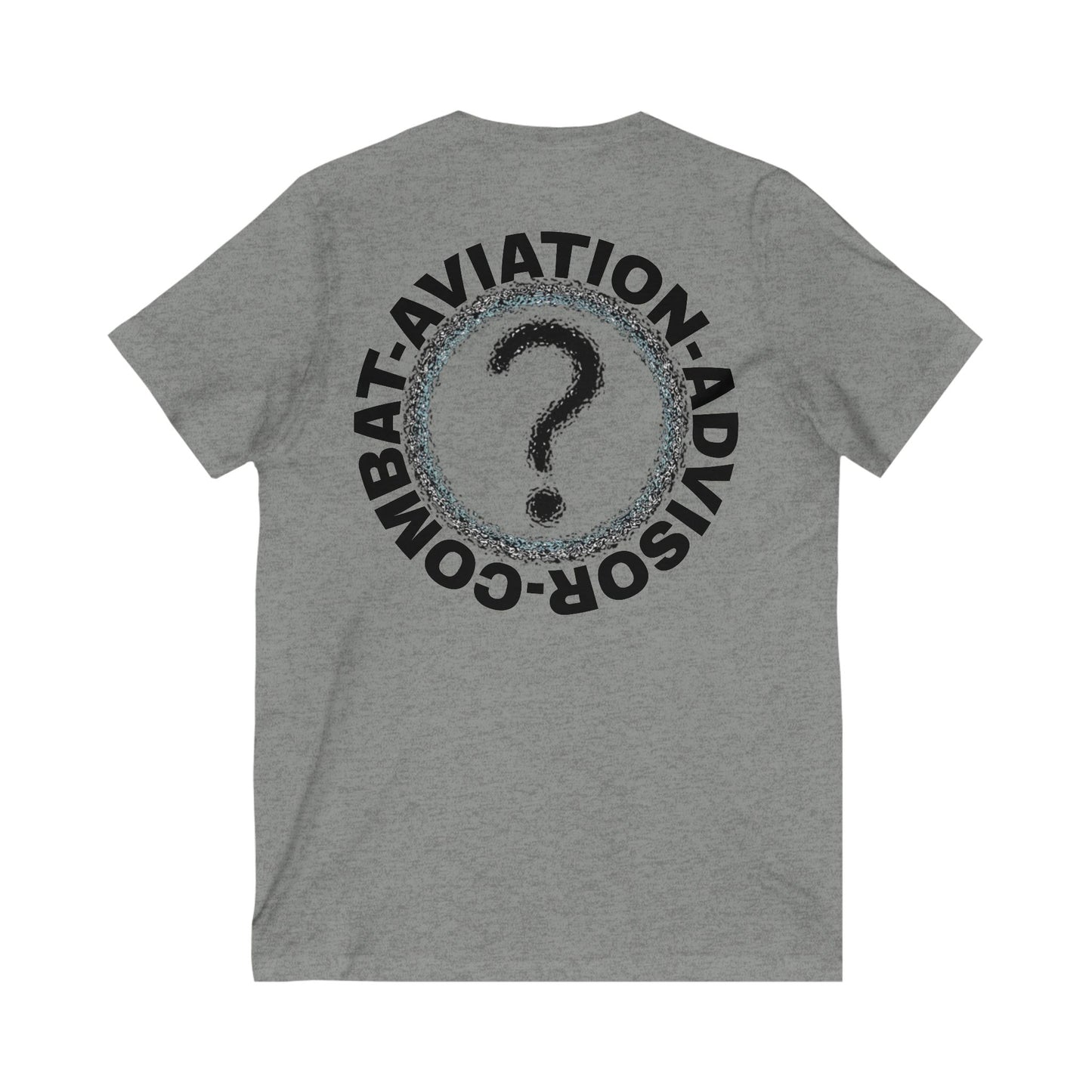 CAA Question Mark with Blue Tent - Unisex Jersey Short Sleeve V-Neck Tee