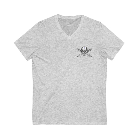 Battle Creek Skull-Helmet - Unisex Jersey Short Sleeve V-Neck Tee