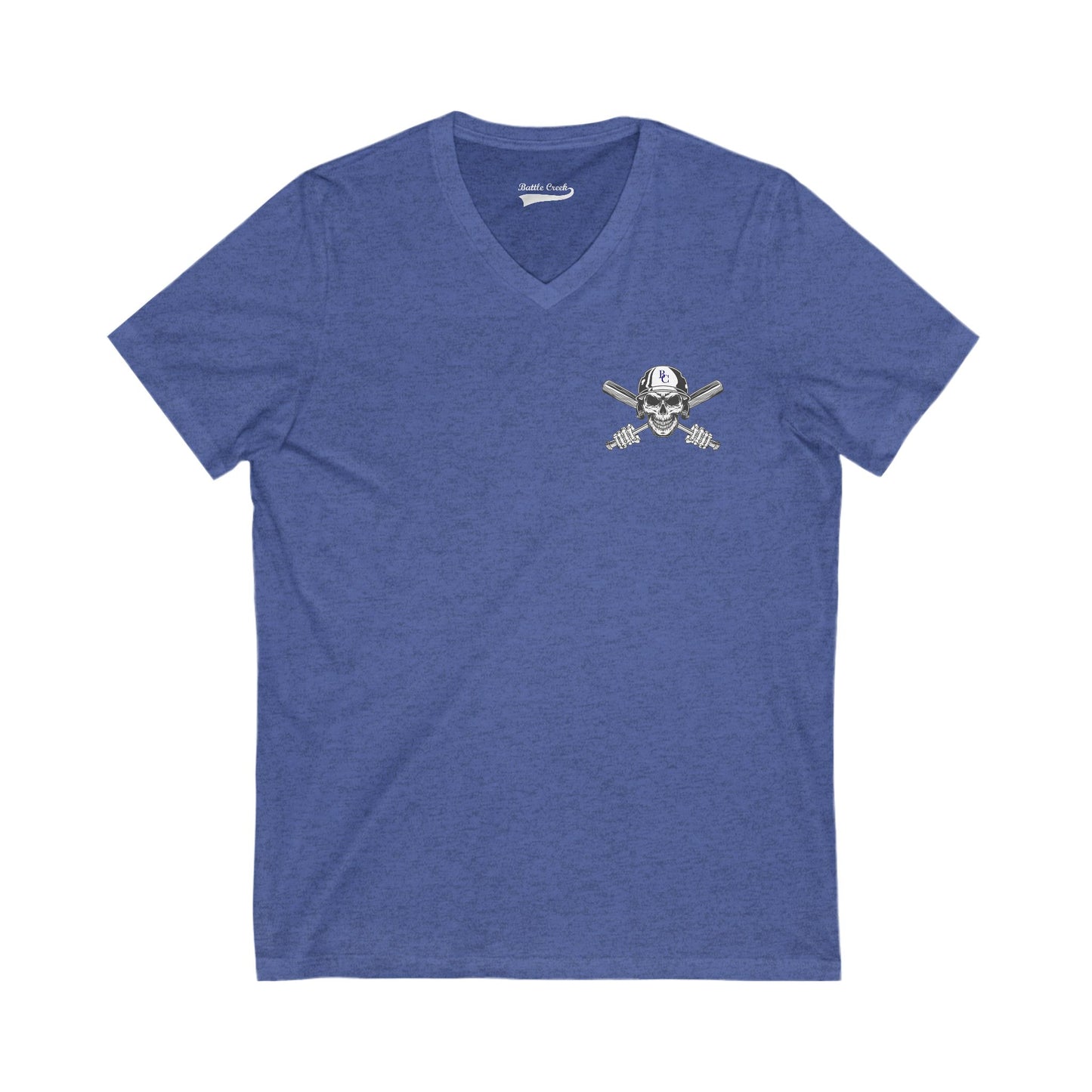 Battle Creek Skull-Helmet - Unisex Jersey Short Sleeve V-Neck Tee