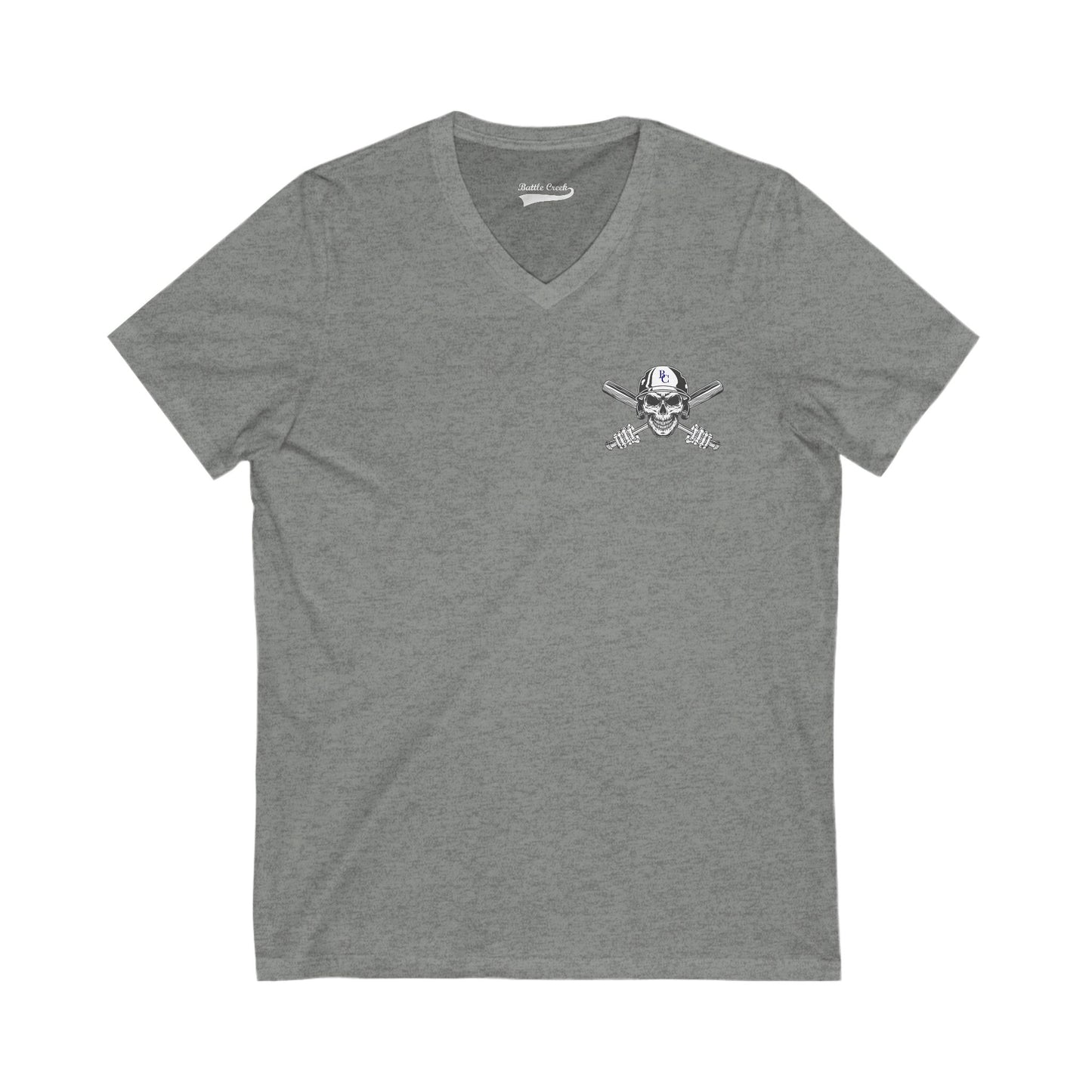 Battle Creek Skull-Helmet - Unisex Jersey Short Sleeve V-Neck Tee