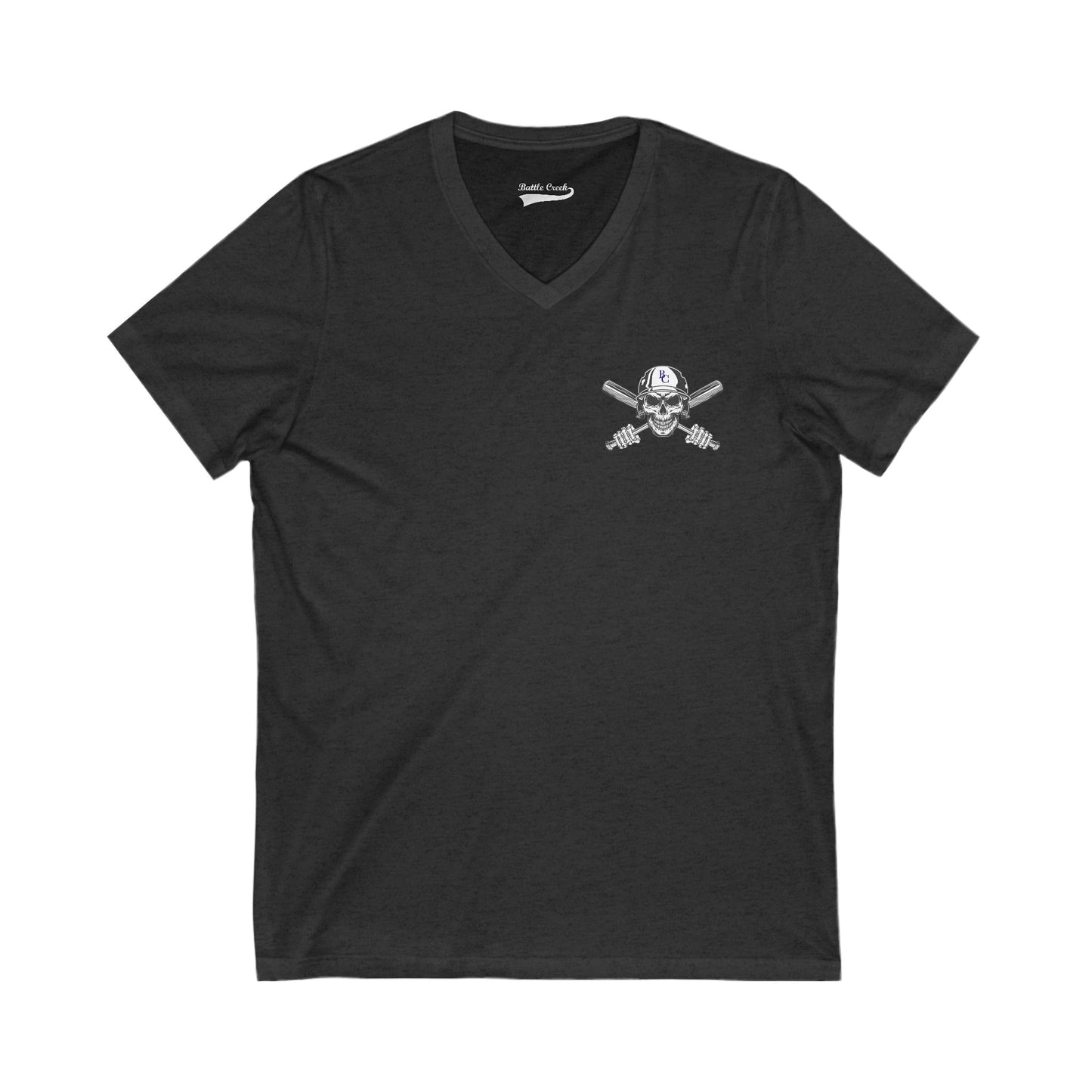 Battle Creek Skull-Helmet - Unisex Jersey Short Sleeve V-Neck Tee
