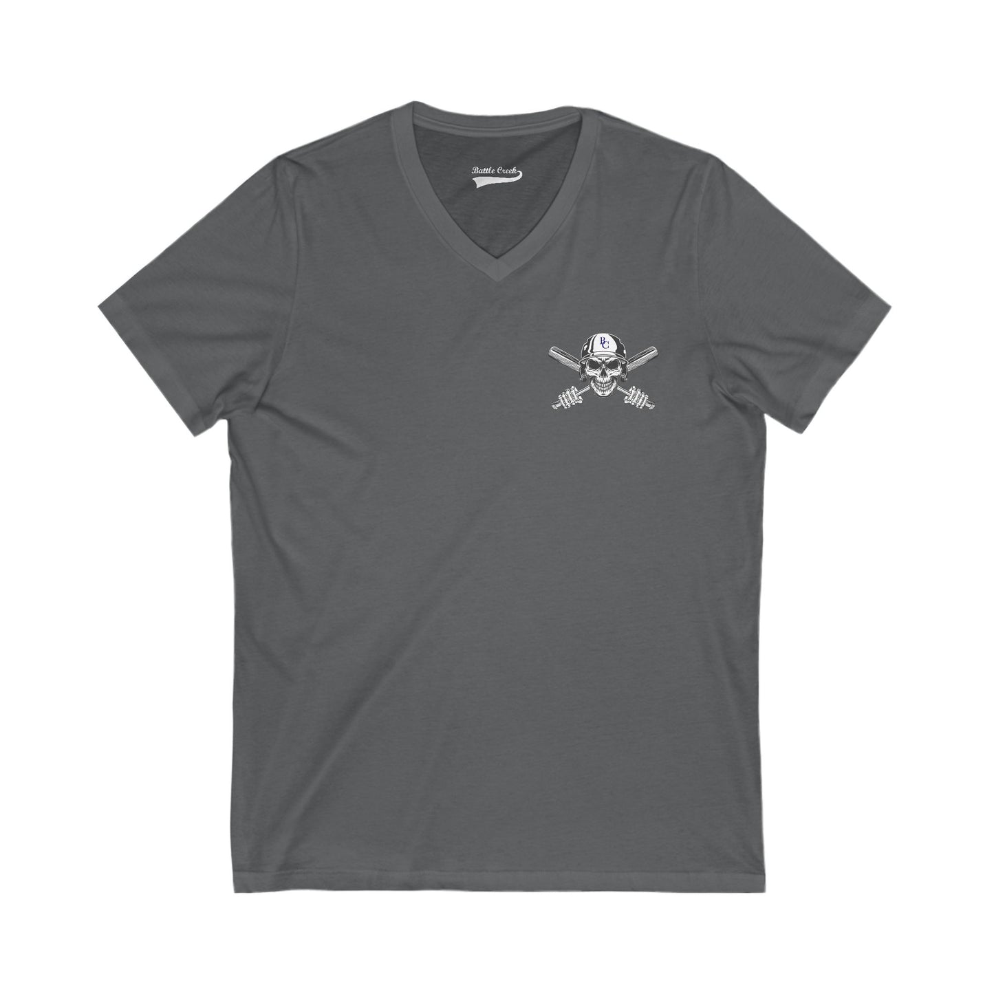Battle Creek Skull-Helmet - Unisex Jersey Short Sleeve V-Neck Tee
