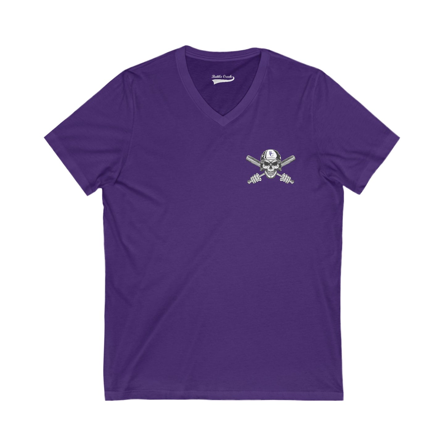Battle Creek Skull-Helmet - Unisex Jersey Short Sleeve V-Neck Tee