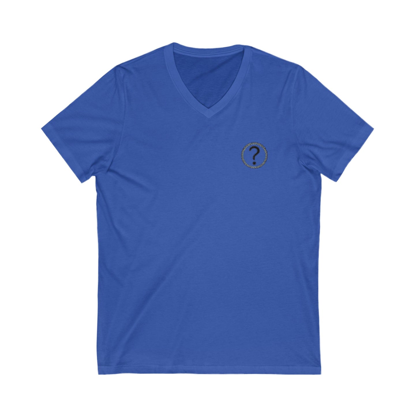 CAA Question Mark with Blue Tent - Unisex Jersey Short Sleeve V-Neck Tee