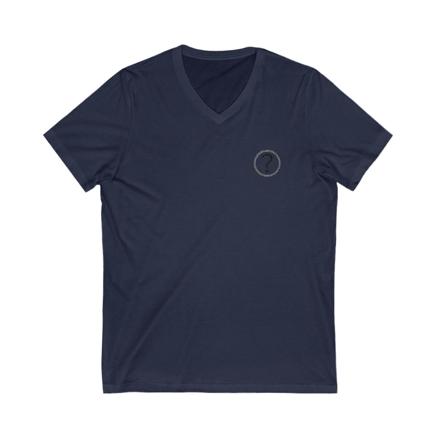 CAA Question Mark with Blue Tent - Unisex Jersey Short Sleeve V-Neck Tee