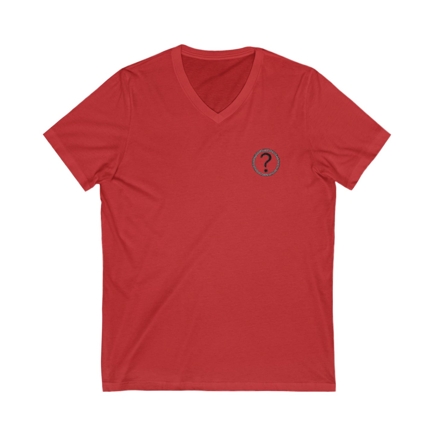 CAA Question Mark with Blue Tent - Unisex Jersey Short Sleeve V-Neck Tee