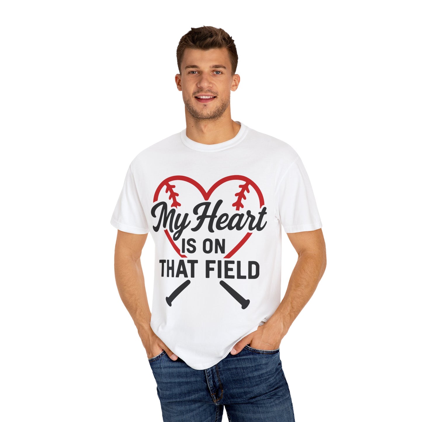 BC - My Heart Is On The Field - Unisex Garment-Dyed T-shirt